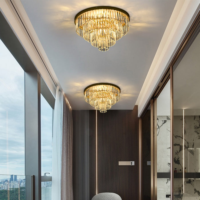 Brionne Crystal Tiered Flush Mount Chandelier 60/80cm Gold/Black