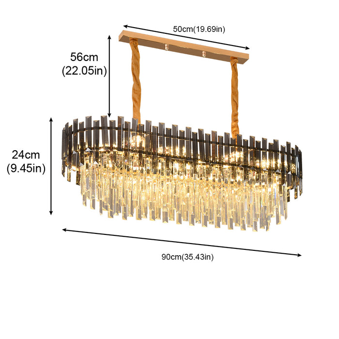 Noelle 8-Light Linear Crystal Chandelier 90cm