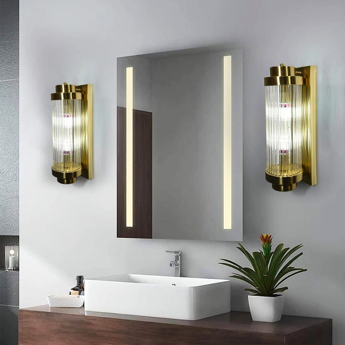 Eira Luxe Ribbed Glass Indoor Wall Light – Gold / Black