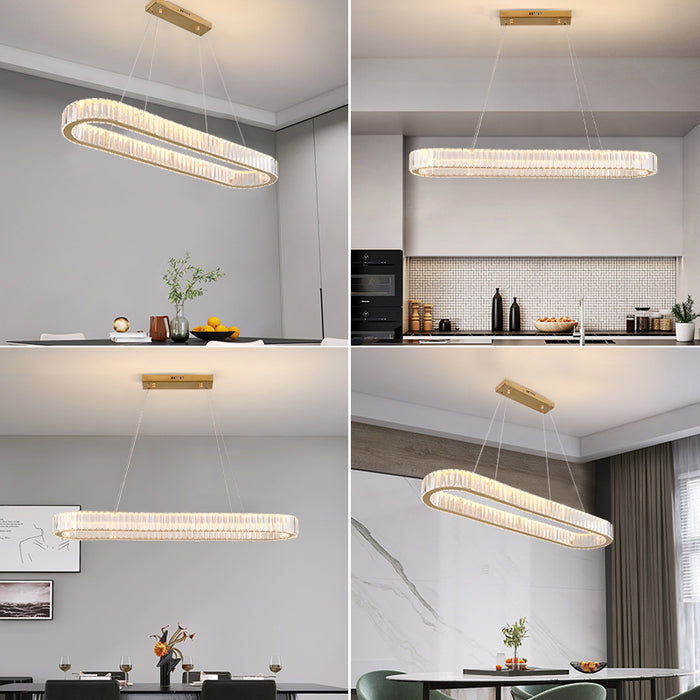 Crystal Wave Linear Pendant 100/150cm Gold/Silver