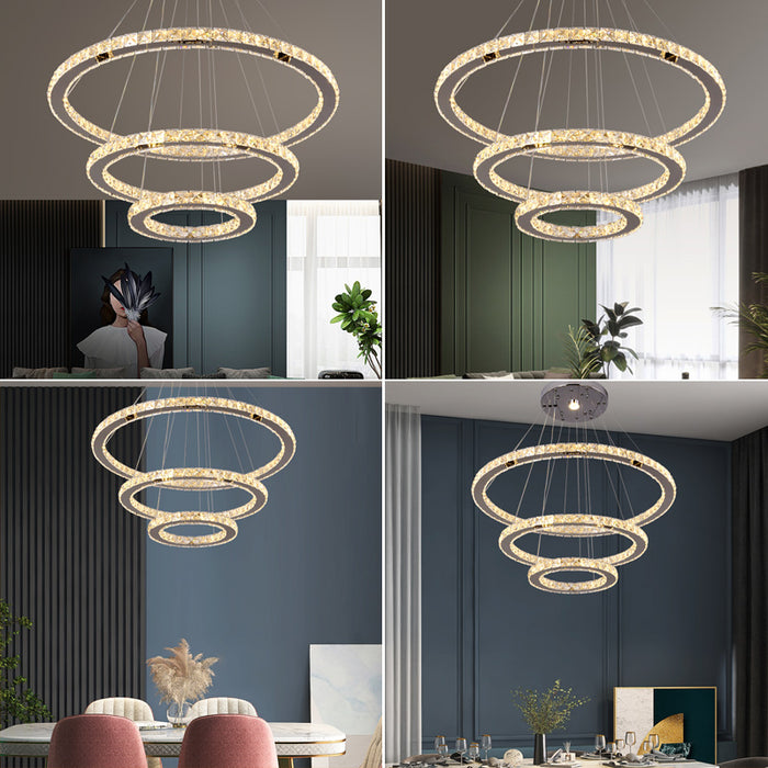 Zaria 3-Ring Crystal Chandelier
