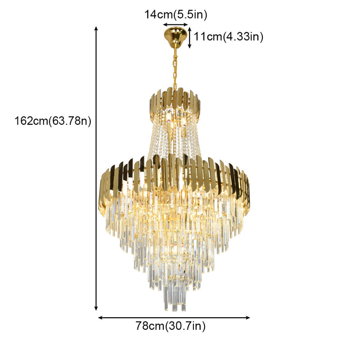 Aria 23-Light Gold Crystal Tiered Chandelier – 80cm