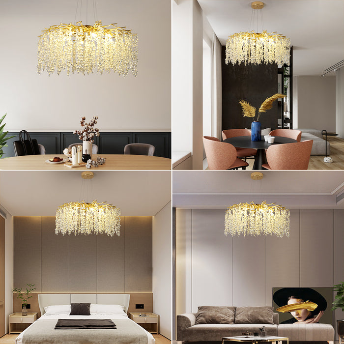 Golden Wisteria Crystal Chandelier