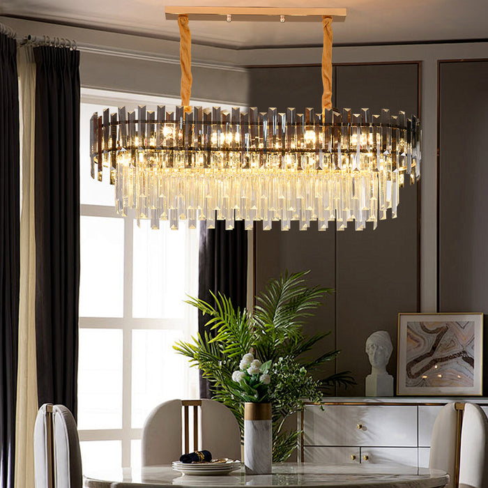 Noelle 8-Light Linear Crystal Chandelier 90cm