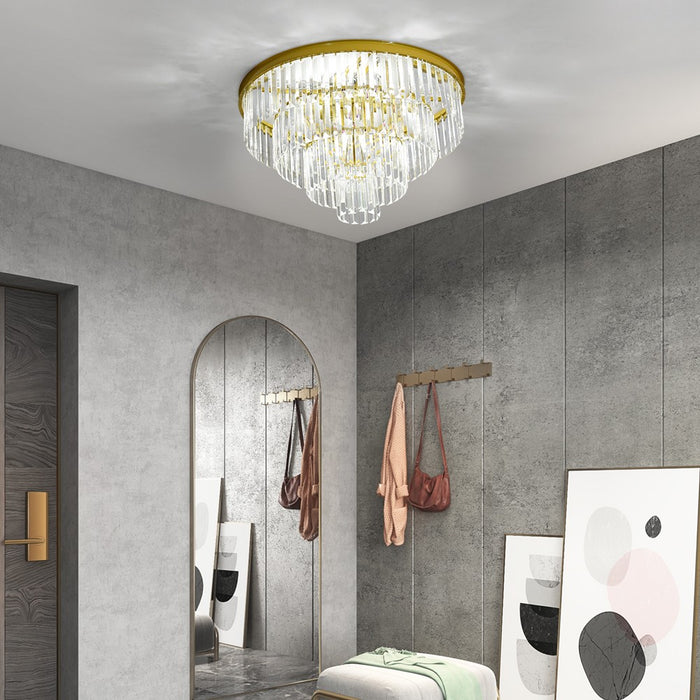 Brionne Crystal Tiered Flush Mount Chandelier 60/80cm Gold/Black