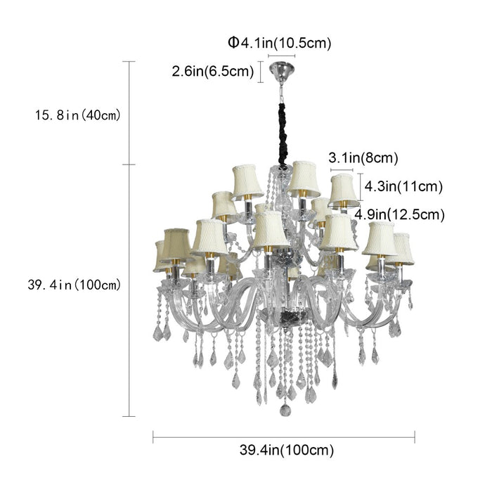 Juliette 18-Light Crystal Chandelier with Shades – 100cm