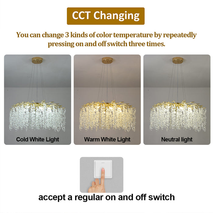 Golden Wisteria Crystal Chandelier
