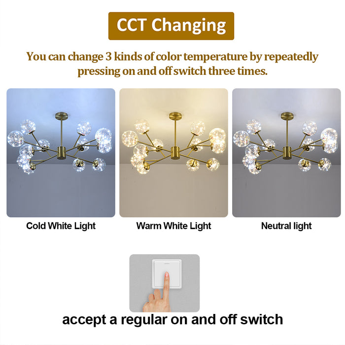 9/12 Orb Nordic LED 3CCT Ceiling Chandelier