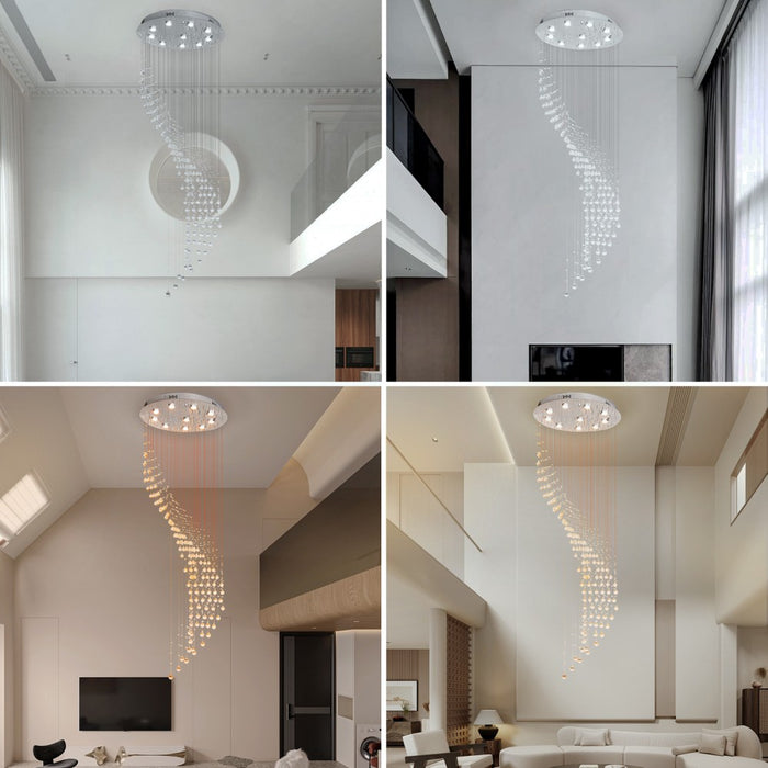 Aralyn Spiral Drop Crystal Chandelier 3CCT – 50cm / 70cm / 80cm