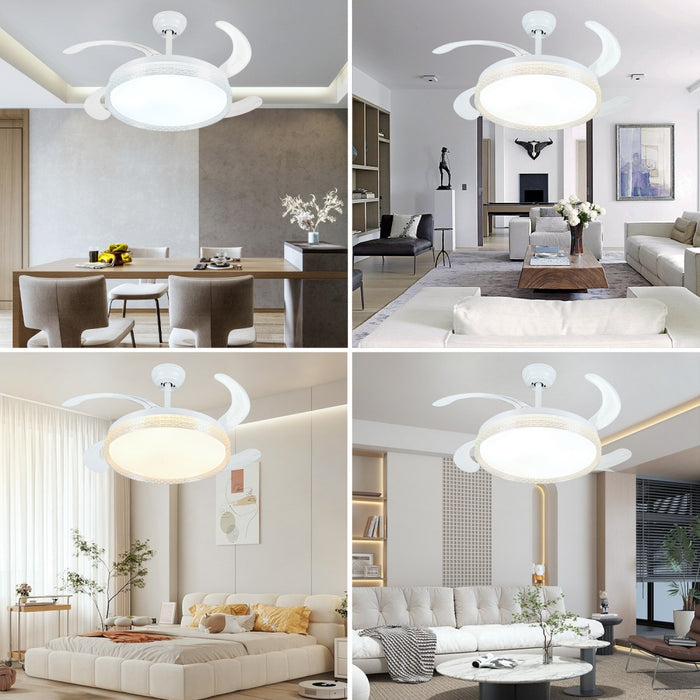 Windora Liora 42" White Weave DC Ceiling Fan w/ 3CCT LED Remote Control