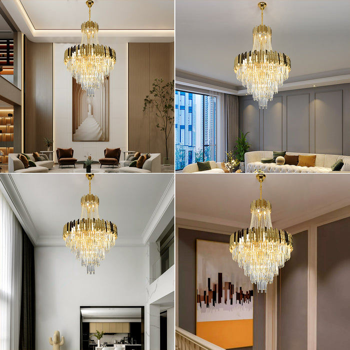 Aria 23-Light Gold Crystal Tiered Chandelier – 80cm