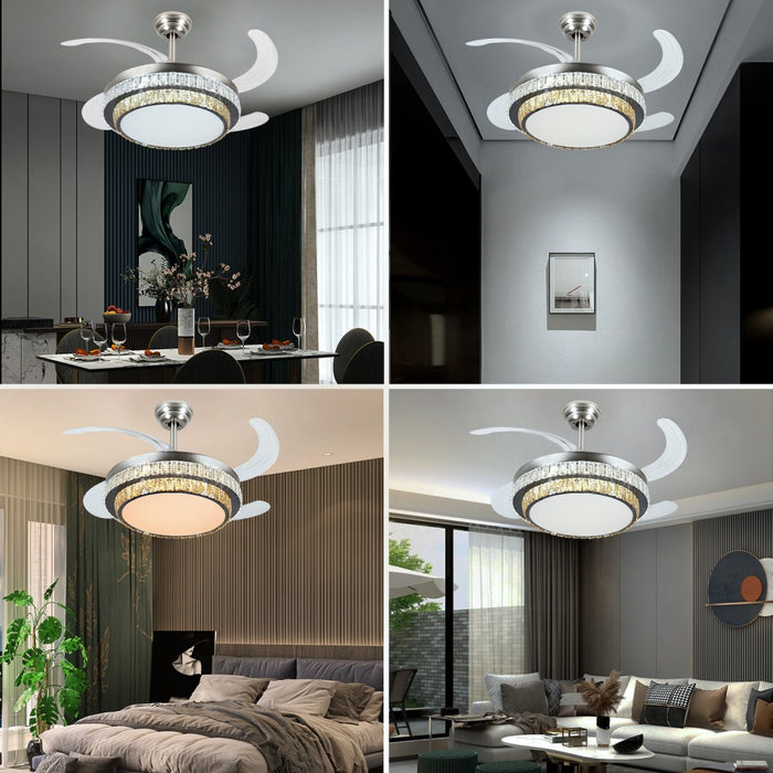 Windora Eloria 42" Dual-Tone Crystal DC Ceiling Fan w/ 3CCT LED Remote Control
