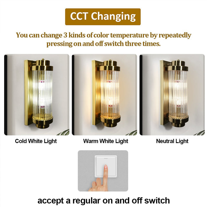 Eira Luxe Ribbed Glass Indoor Wall Light – Gold / Black