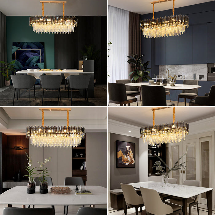 Noelle 8-Light Linear Crystal Chandelier 90cm