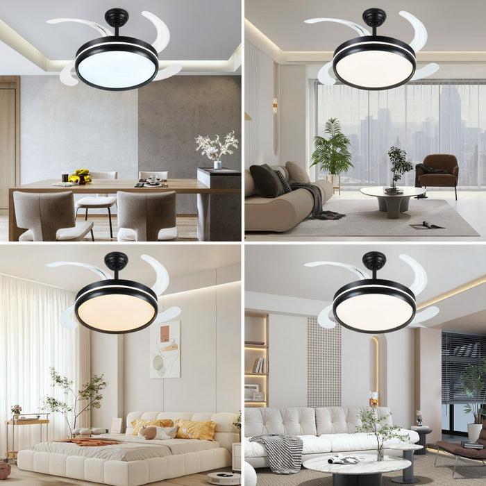Windora Cyra 42" Black Halo DC Ceiling Fan w/ 3CCT LED Remote Control