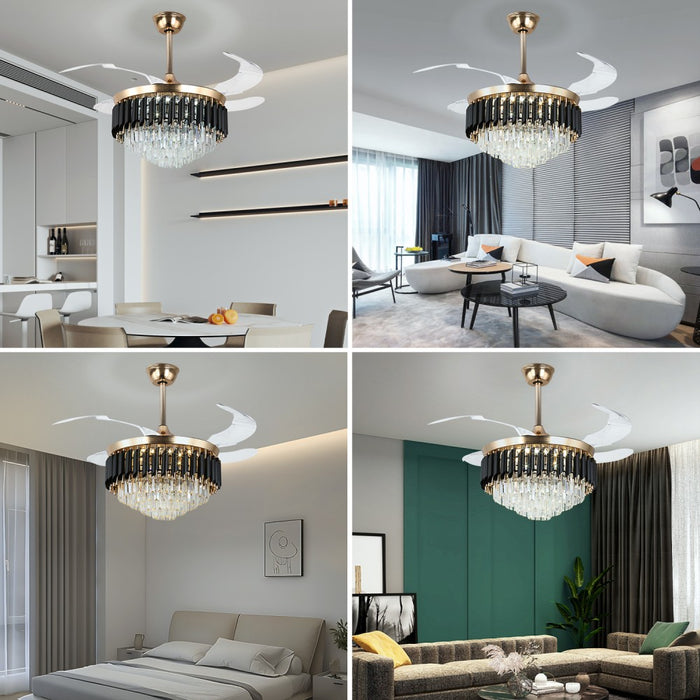 Windora Zephira 42" Crystal Chandelier DC Ceiling Fan w/ 3CCT LED Remote
