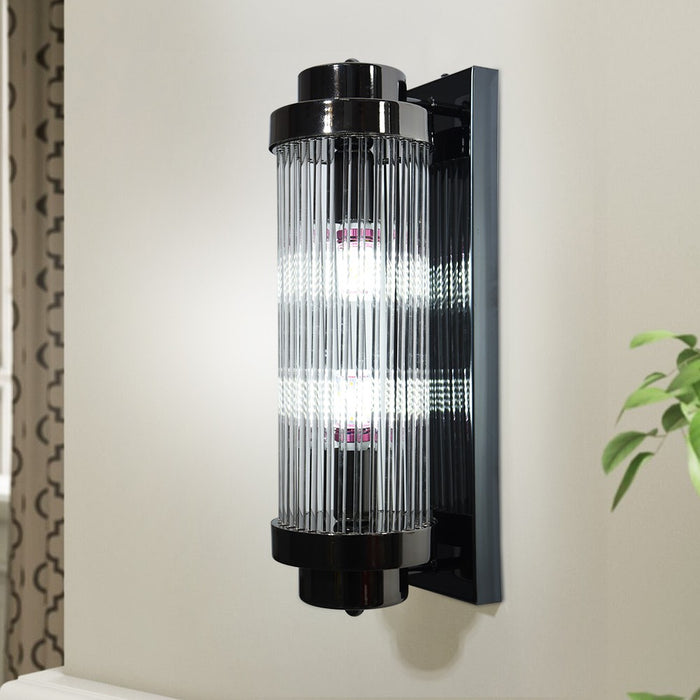 Eira Luxe Ribbed Glass Indoor Wall Light – Gold / Black