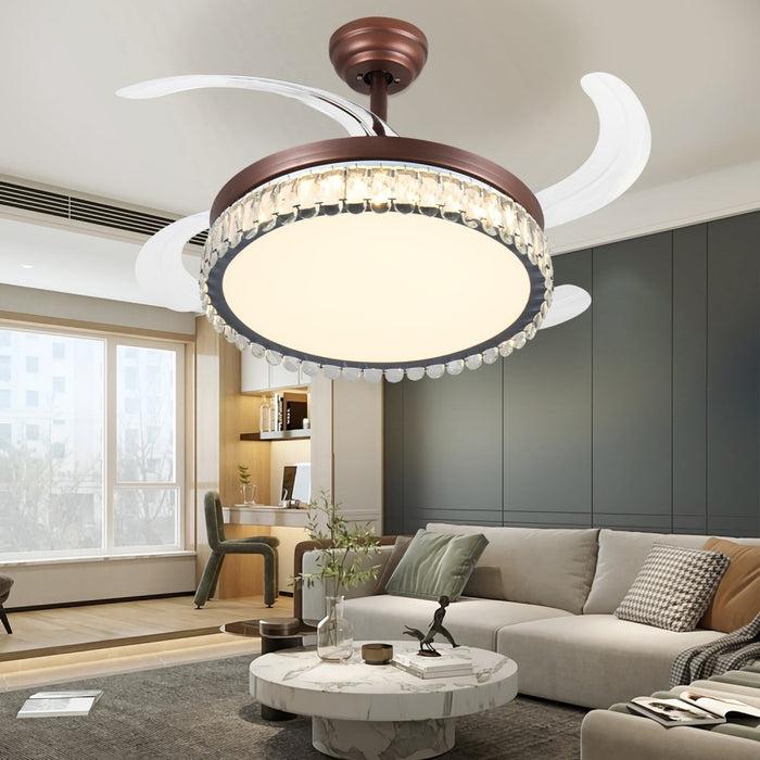 Windora Thalia 42" Antique Bronze Crystal Chandelier DC Ceiling Fan w/ 3CCT LED Remote