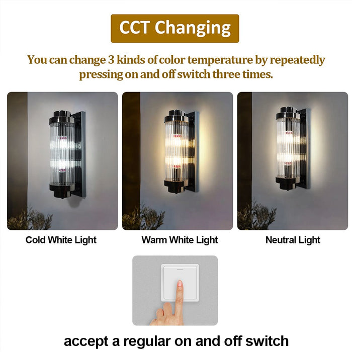 Eira Luxe Ribbed Glass Indoor Wall Light – Gold / Black