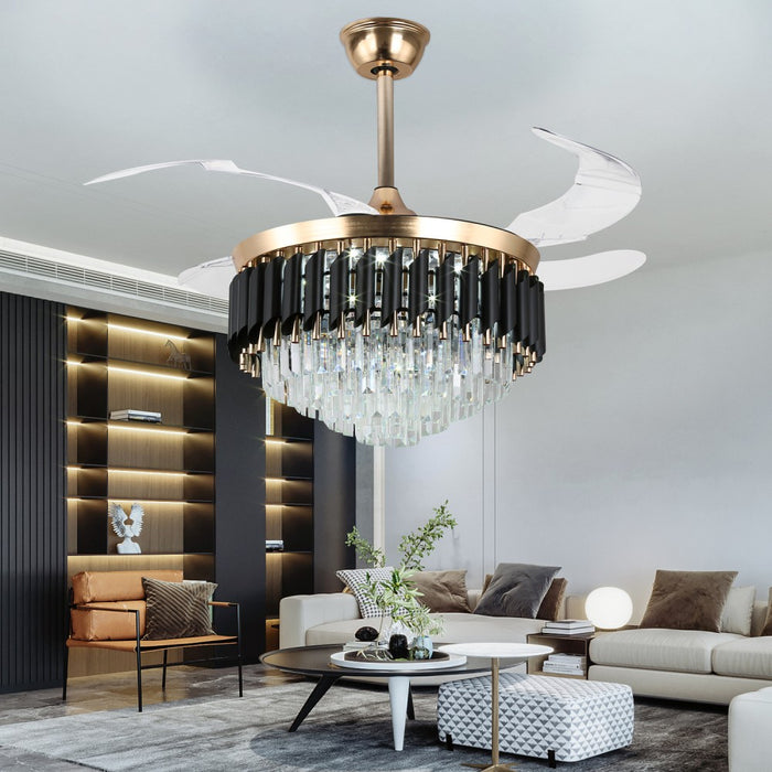 Windora Zephira 42" Crystal Chandelier DC Ceiling Fan w/ 3CCT LED Remote
