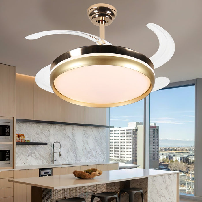 Windora Solene 42" Gold Retractable Blade DC Ceiling Fan w/ 3CCT LED Remote