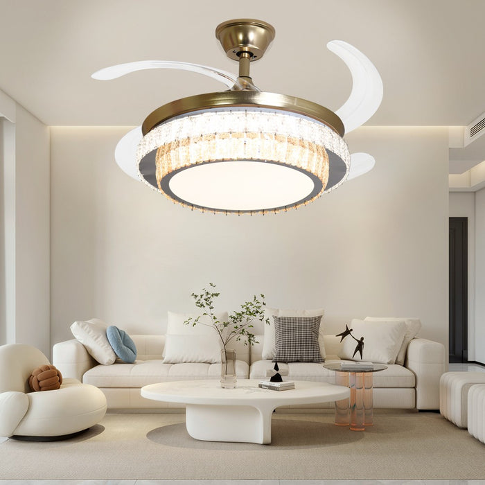 Windora Aurea 42" Gold Dual-Tone Crystal DC Ceiling Fan w/ 3CCT LED Remote Control