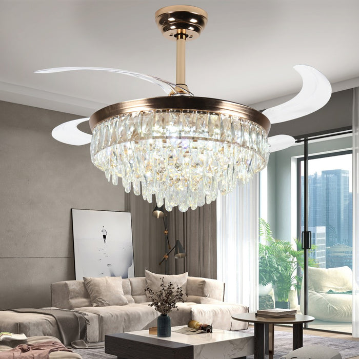 Windora Seraphina 42" Crystal Cascade DC Ceiling Fan w/ 3CCT LED Remote Control