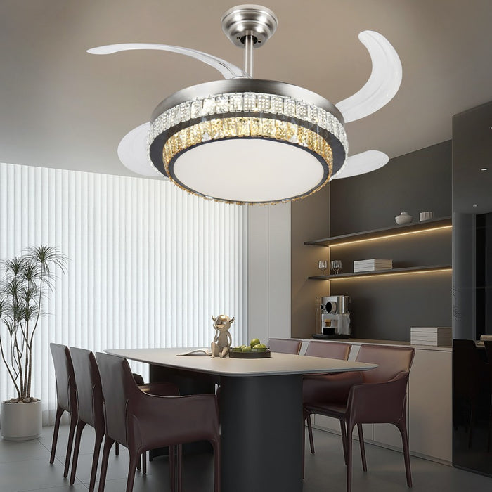 Windora Eloria 42" Dual-Tone Crystal DC Ceiling Fan w/ 3CCT LED Remote Control