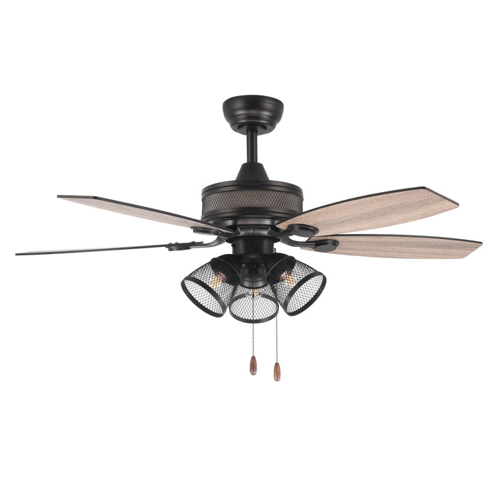 Windora Riven 48" Industrial Cage Light AC Ceiling Fan with E27 Light