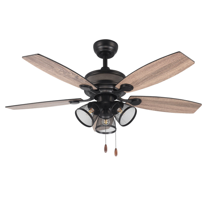 Windora Riven 48" Industrial Cage Light AC Ceiling Fan with E27 Light
