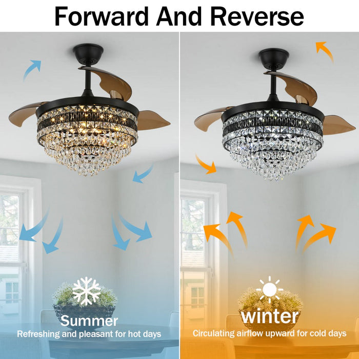 Windora Valencia 42" Crystal Chandelier DC Ceiling Fan w/ 3CCT Dimmable LED