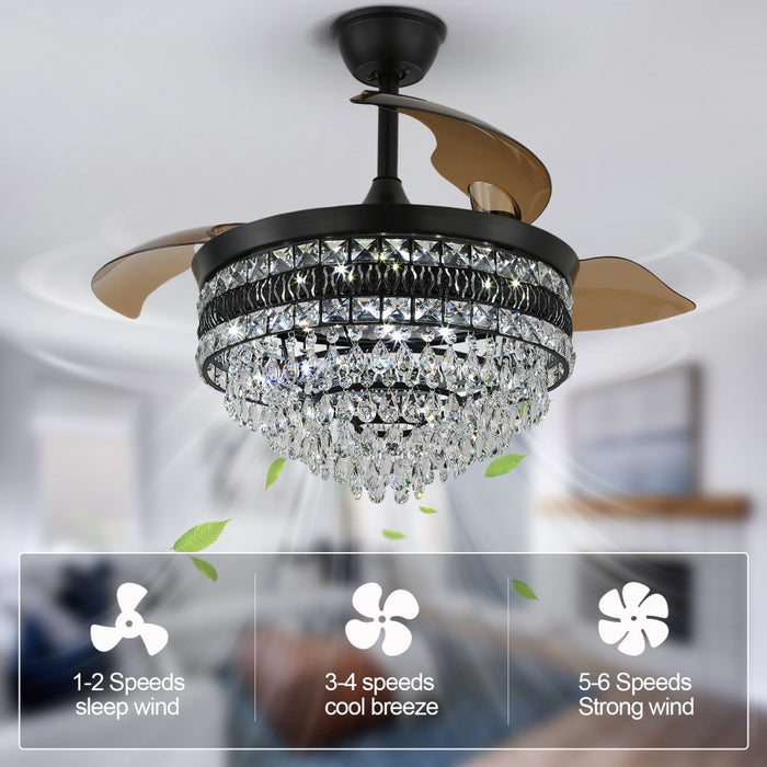 Windora Valencia 42" Crystal Chandelier DC Ceiling Fan w/ 3CCT Dimmable LED