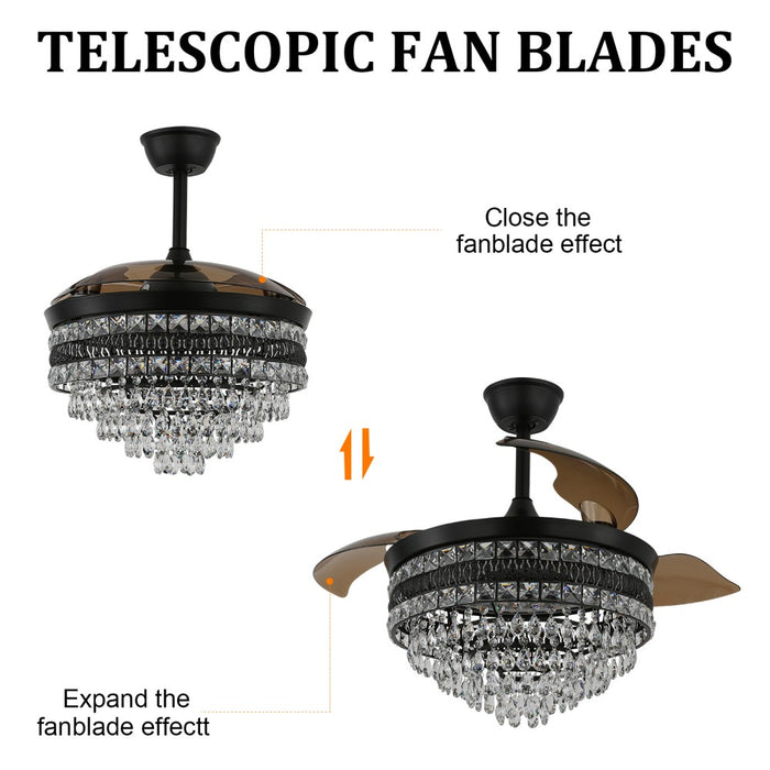 Windora Valencia 42" Crystal Chandelier DC Ceiling Fan w/ 3CCT Dimmable LED