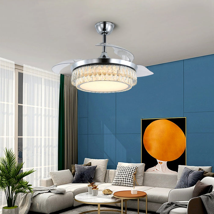 Windora Celestia 42" Crystal Chandelier DC Ceiling Fan w/ 3CCT Dimmable LED