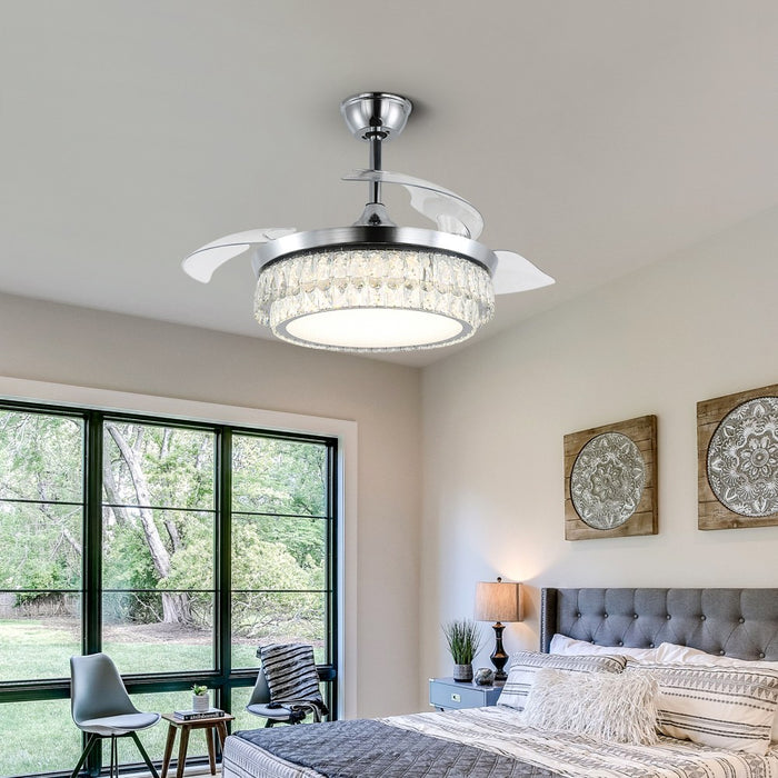 Windora Celestia 42" Crystal Chandelier DC Ceiling Fan w/ 3CCT Dimmable LED