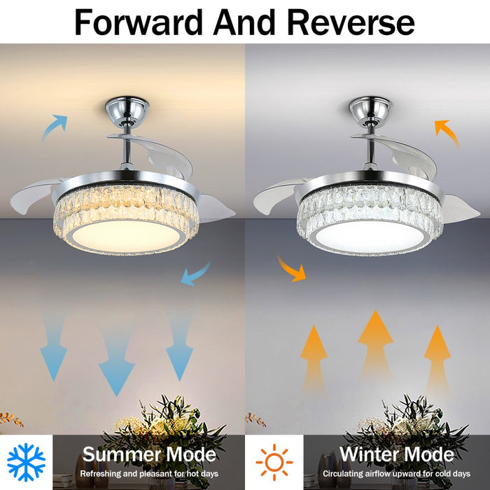 Windora Celestia 42" Crystal Chandelier DC Ceiling Fan w/ 3CCT Dimmable LED