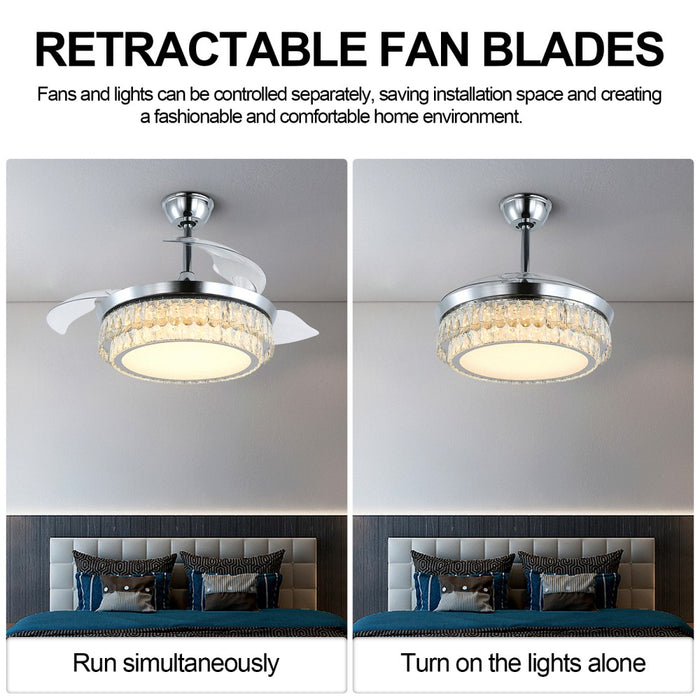 Windora Celestia 42" Crystal Chandelier DC Ceiling Fan w/ 3CCT Dimmable LED