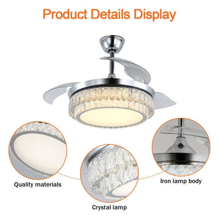 Windora Celestia 42" Crystal Chandelier DC Ceiling Fan w/ 3CCT Dimmable LED