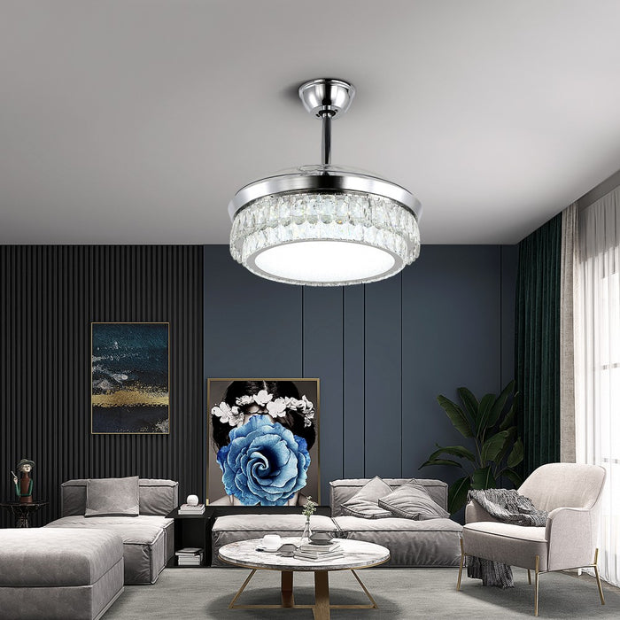 Windora Celestia 42" Crystal Chandelier DC Ceiling Fan w/ 3CCT Dimmable LED