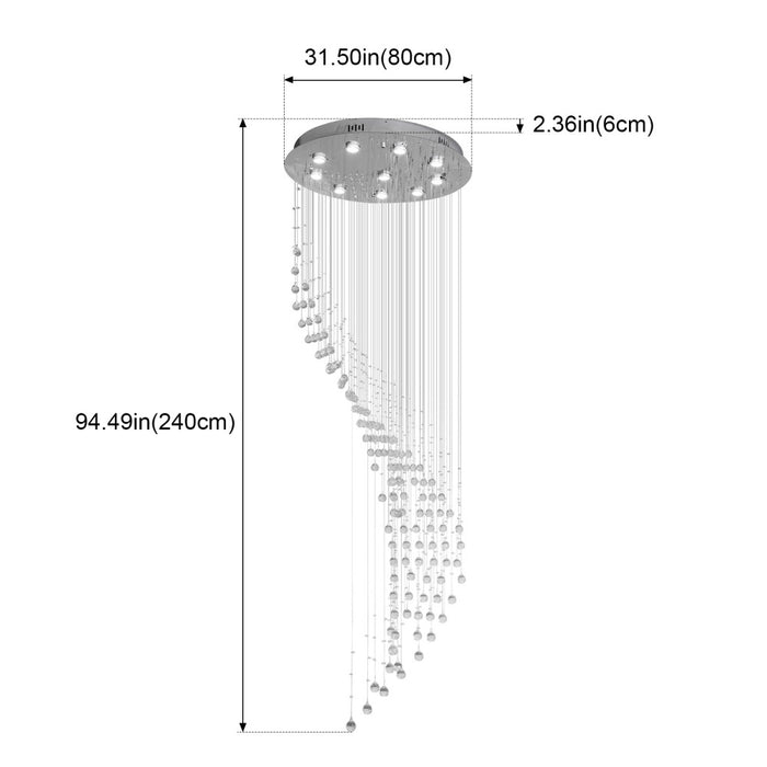 Aralyn Spiral Drop Crystal Chandelier 3CCT – 50cm / 70cm / 80cm