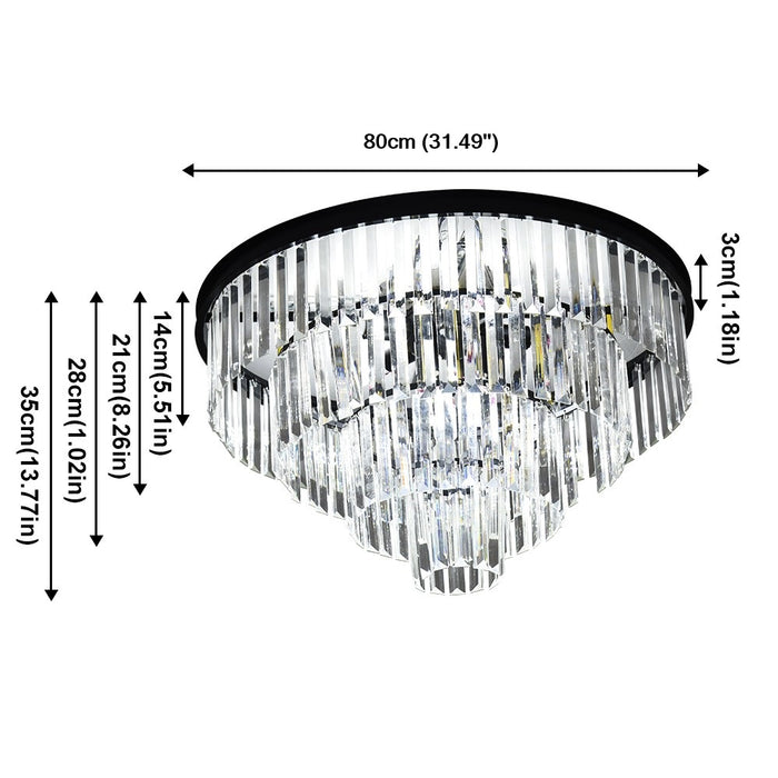 Brionne Crystal Tiered Flush Mount Chandelier 60/80cm Gold/Black