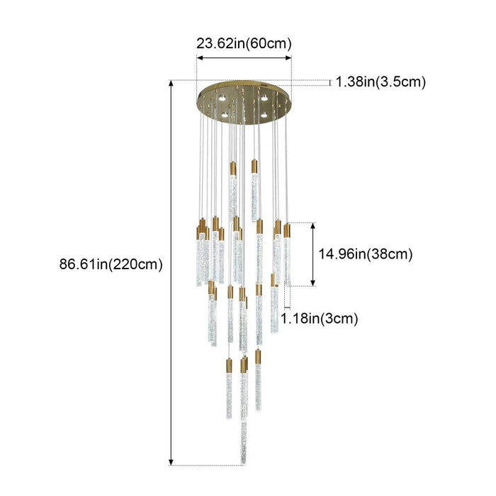 Aroha 30-Head Spiral Crystal Chandelier – Tri-Colour