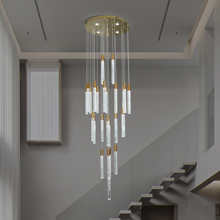Aroha 30-Head Spiral Crystal Chandelier – Tri-Colour
