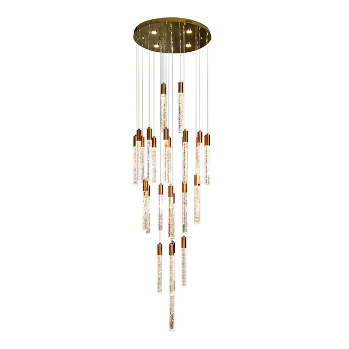 Aroha 30-Head Spiral Crystal Chandelier – Tri-Colour