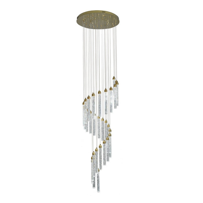 Kaia 30-Head Spiral Crystal Chandelier – Tri-Colour