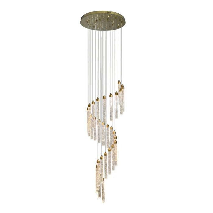 Kaia 30-Head Spiral Crystal Chandelier – Tri-Colour