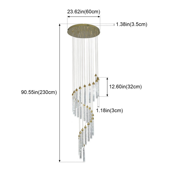 Kaia 30-Head Spiral Crystal Chandelier – Tri-Colour