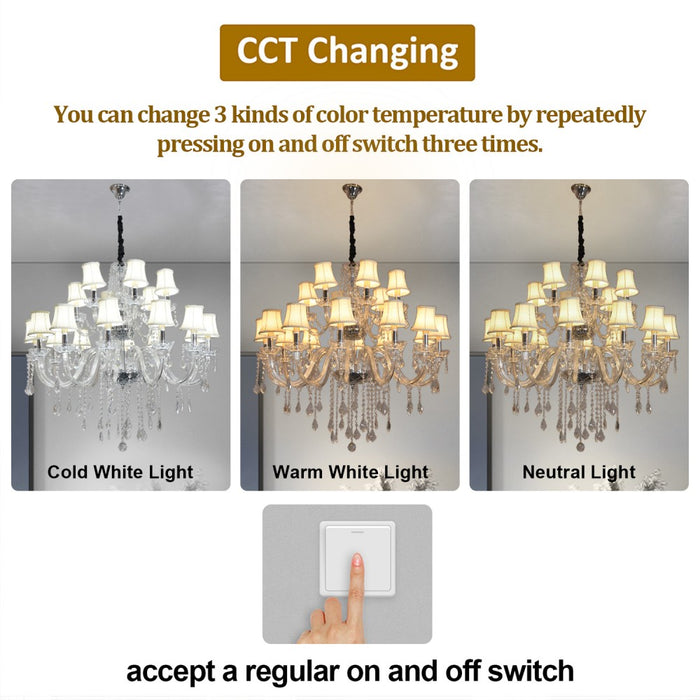 Juliette 18-Light Crystal Chandelier with Shades – 100cm