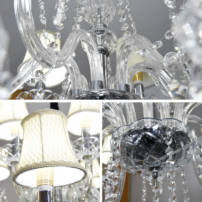 Juliette 18-Light Crystal Chandelier with Shades – 100cm