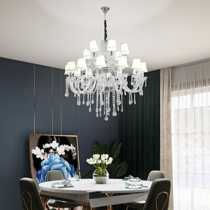 Juliette 18-Light Crystal Chandelier with Shades – 100cm